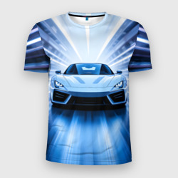 Мужская футболка 3D Slim Спорткар на скорости