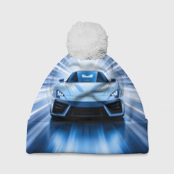 Шапка 3D c помпоном Спорткар на скорости