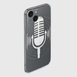 Чехол для iPhone 15 силиконовый с защитой камеры Микрофон на сером фоне - фото 2