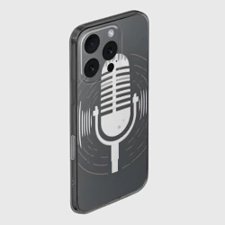 Чехол для iPhone 16 Pro силиконовый с защитой камеры Микрофон на сером фоне - фото 2
