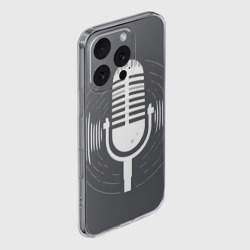 Чехол для iPhone 16 Pro силиконовый с защитой камеры Микрофон на сером фоне - фото 2