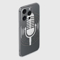 Чехол для iPhone 15 Pro силиконовый с защитой камеры Микрофон на сером фоне - фото 2