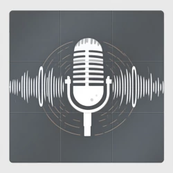 Магнитный плакат 3Х3 Микрофон на сером фоне