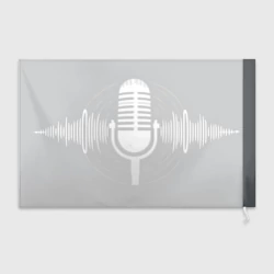 Флаг 3D Микрофон на сером фоне - фото 2