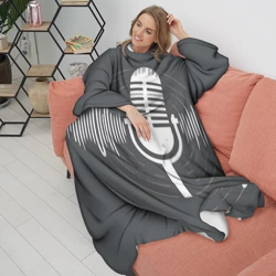 Плед с рукавами Микрофон на сером фоне - фото 2