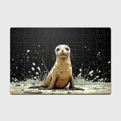 Головоломка Пазл магнитный 126 элементов Тюлень на черном