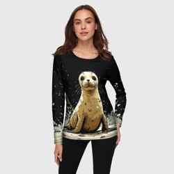 Женский лонгслив 3D Тюлень на черном - фото 2