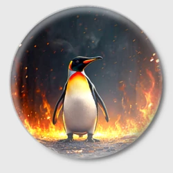 Значок Пингвин в огне