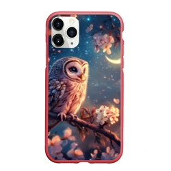 Чехол для iPhone 11 Pro Max матовый Сова и месяц