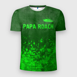 Мужская футболка 3D Slim Papa Roach - green gradient посередине