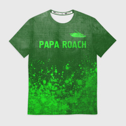 Мужская футболка 3D Papa Roach - green gradient посередине