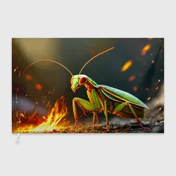 Флаг 3D Богомол в огне
