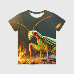 Детская футболка 3D Богомол в огне