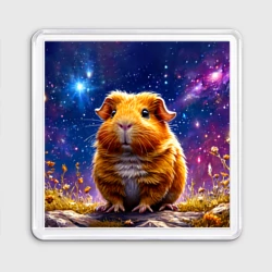Магнит 55*55 Морская свинка в космосе