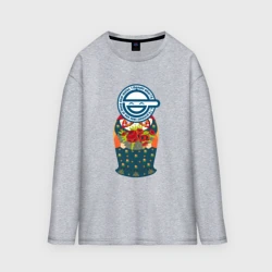 Женский лонгслив oversize хлопок Матрёшка смеющийся человек