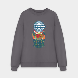 Мужской свитшот oversize без начеса хлопок Матрёшка смеющийся человек