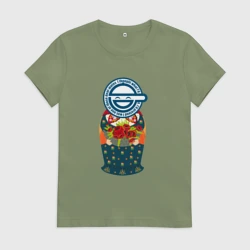 Женская футболка хлопок Матрёшка смеющийся человек