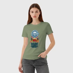 Женская футболка хлопок Матрёшка смеющийся человек - фото 2