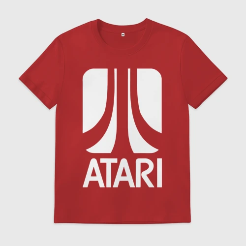 Мужская футболка хлопок с принтом Atari logo white, вид спереди #2