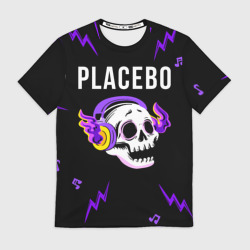 Мужская футболка 3D Placebo неоновый череп
