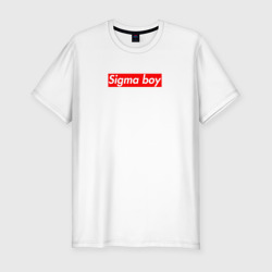 Мужская футболка хлопок Slim Сигма бой supreme style из песни мерч - тик-ток мем