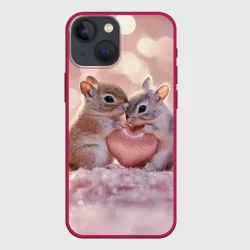 Чехол для iPhone 13 mini Влюбленные белочки с сердечком