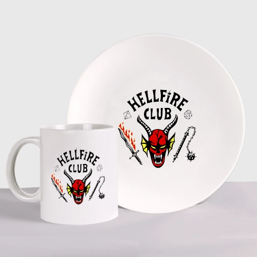 Набор: тарелка + кружка Stranger things - hellfire club