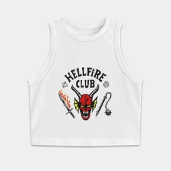 Женская укороченная майка-топ хлопок Stranger things - hellfire club
