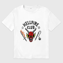 Мужская футболка хлопок Oversize Stranger things - hellfire club