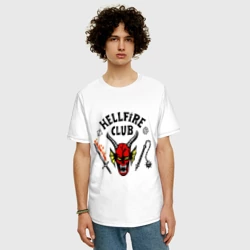Мужская футболка хлопок Oversize Stranger things - hellfire club - фото 2
