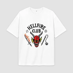 Женская футболка Oversize хлопок premium Stranger things - hellfire club