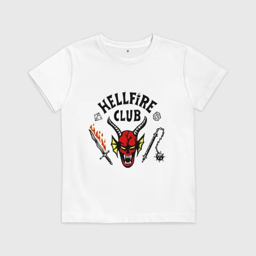 Детская футболка хлопок Stranger things - hellfire club