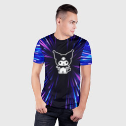Мужская футболка 3D Slim Kuromi neon energy - фото 2