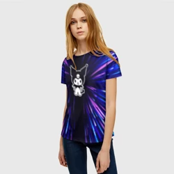 Женская футболка 3D Kuromi neon energy - фото 2