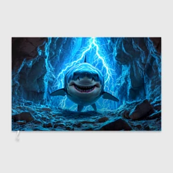 Флаг 3D Мегалодон в разрядах молний