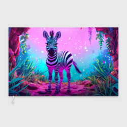 Флаг 3D Зебра в розово-фиолетовом лесу