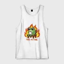 Мужская майка хлопок Frog - this is fine 