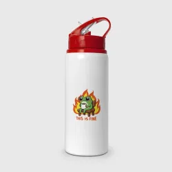 Бутылка для воды с трубочкой Frog - this is fine 