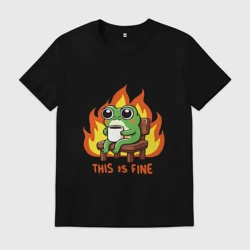 Мужская футболка хлопок Frog - this is fine 