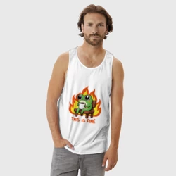 Мужская майка хлопок Frog - this is fine  - фото 2