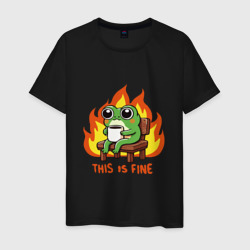 Мужская футболка хлопок Frog - this is fine 