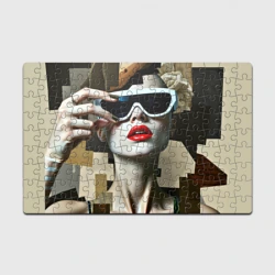 Головоломка Пазл магнитный 126 элементов Коллаж с девушкой в очках