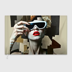 Флаг 3D Коллаж с девушкой в очках