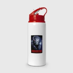Бутылка для воды с трубочкой Predator in the helmet