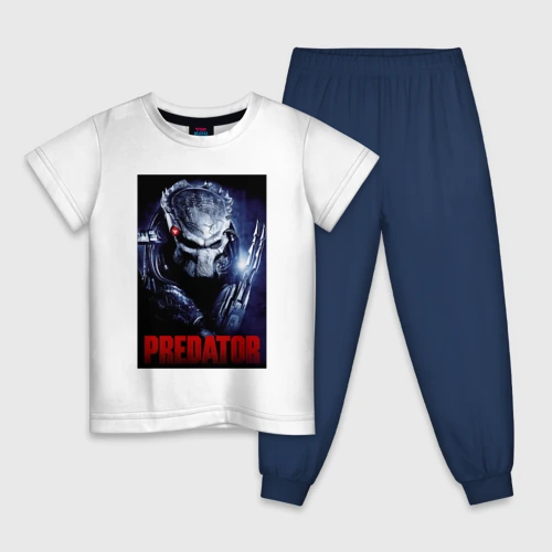 Детская пижама с белой футболкой Predator in the helmet