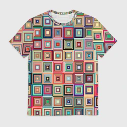 Мужская футболка 3D Квадратная мозаика