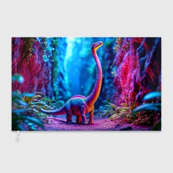 Флаг 3D Брахиозавр в ярком лесу