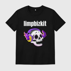 Мужская футболка хлопок Limp Bizkit - неоновый череп