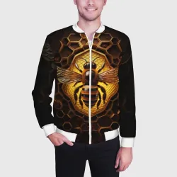 Мужской бомбер 3D Золотая пчела - фото 2