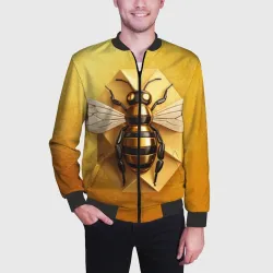 Мужской бомбер 3D Пчела на золоте - фото 2